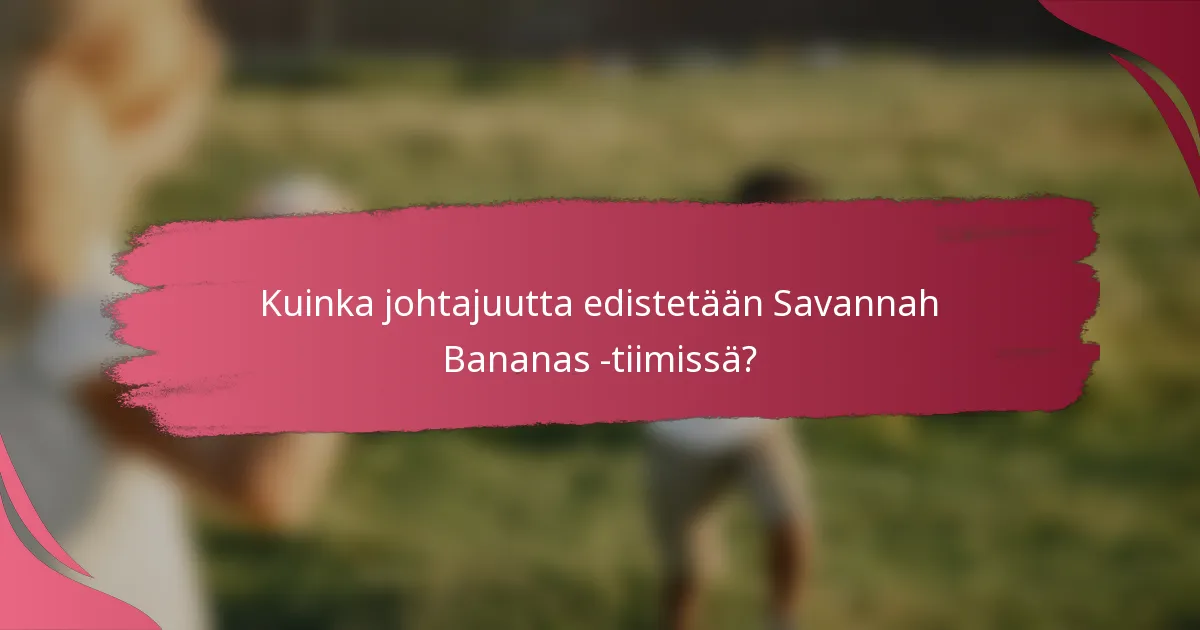 Kuinka johtajuutta edistetään Savannah Bananas -tiimissä?