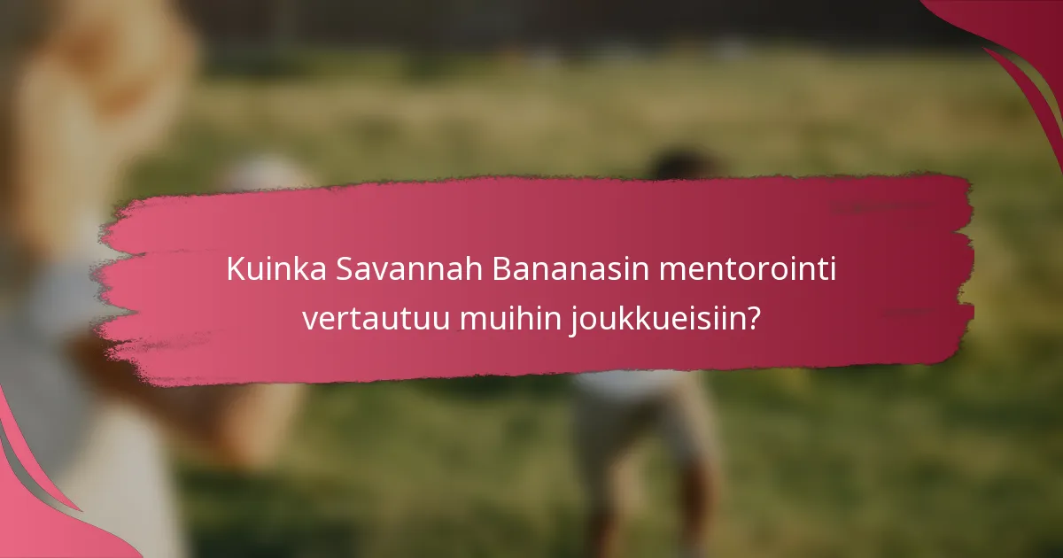 Kuinka Savannah Bananasin mentorointi vertautuu muihin joukkueisiin?