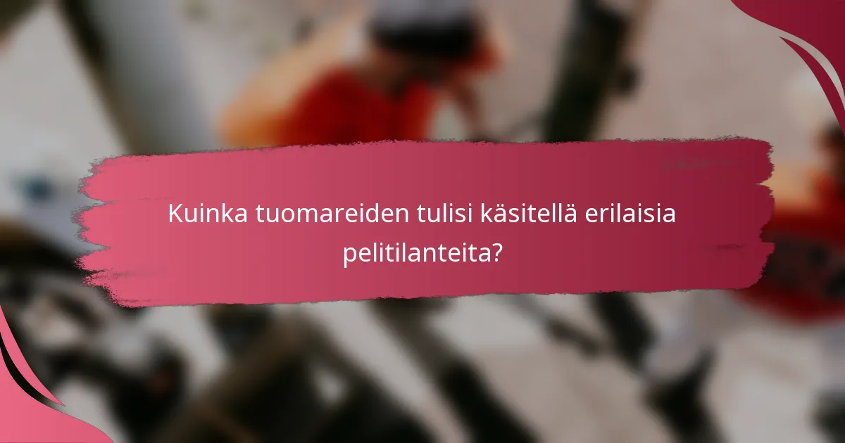 Kuinka tuomareiden tulisi käsitellä erilaisia pelitilanteita?