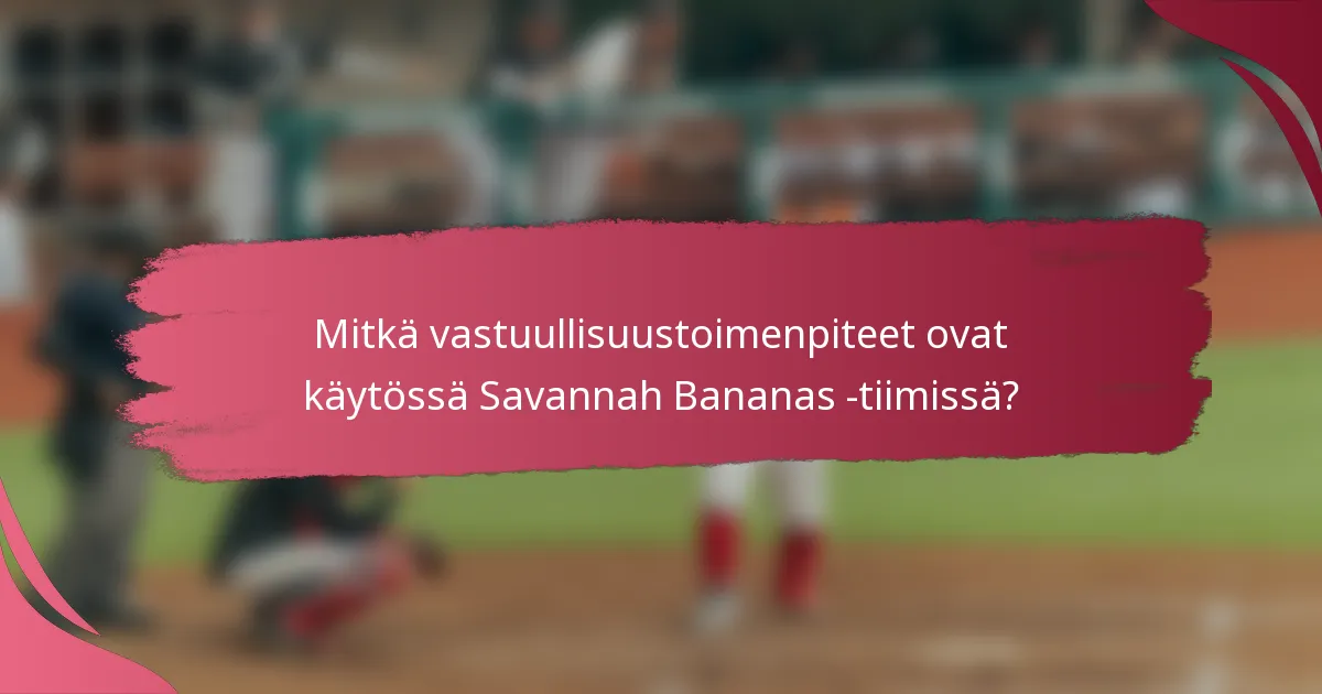 Mitkä vastuullisuustoimenpiteet ovat käytössä Savannah Bananas -tiimissä?